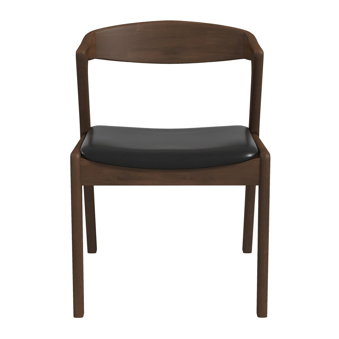 Dakota Mid-Century Solid Wood Dining Chair Set with Black Leather Upholstery Set Of 2 FredCo