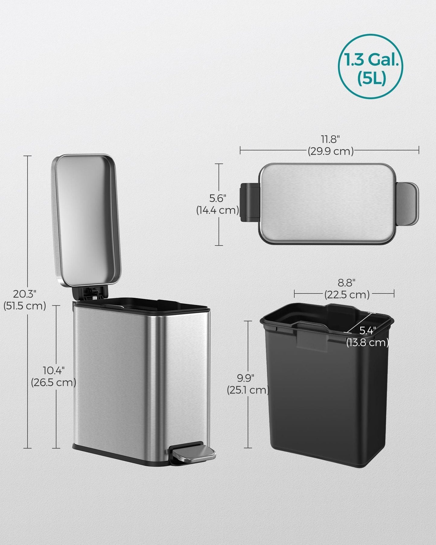 1.3 Gallon Small Trash Bin FredCo