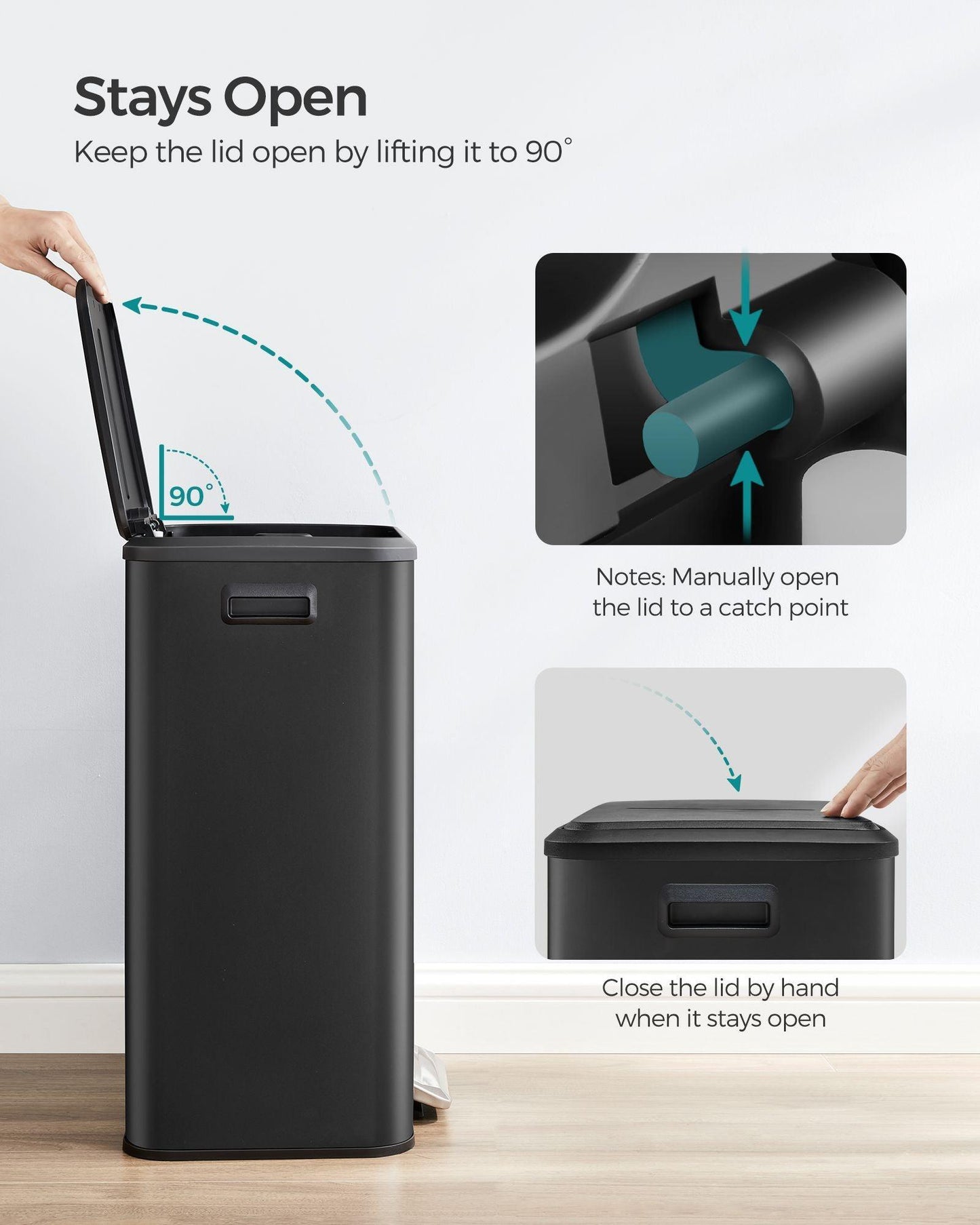 10.5-Gallon Step Kitchen Trash Can Ink Black FredCo