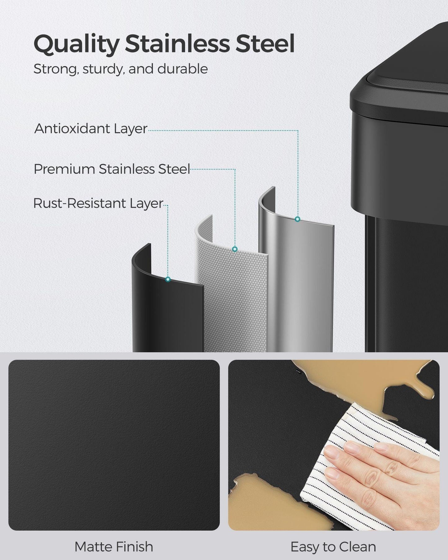 10.5-Gallon Step Kitchen Trash Can Ink Black FredCo
