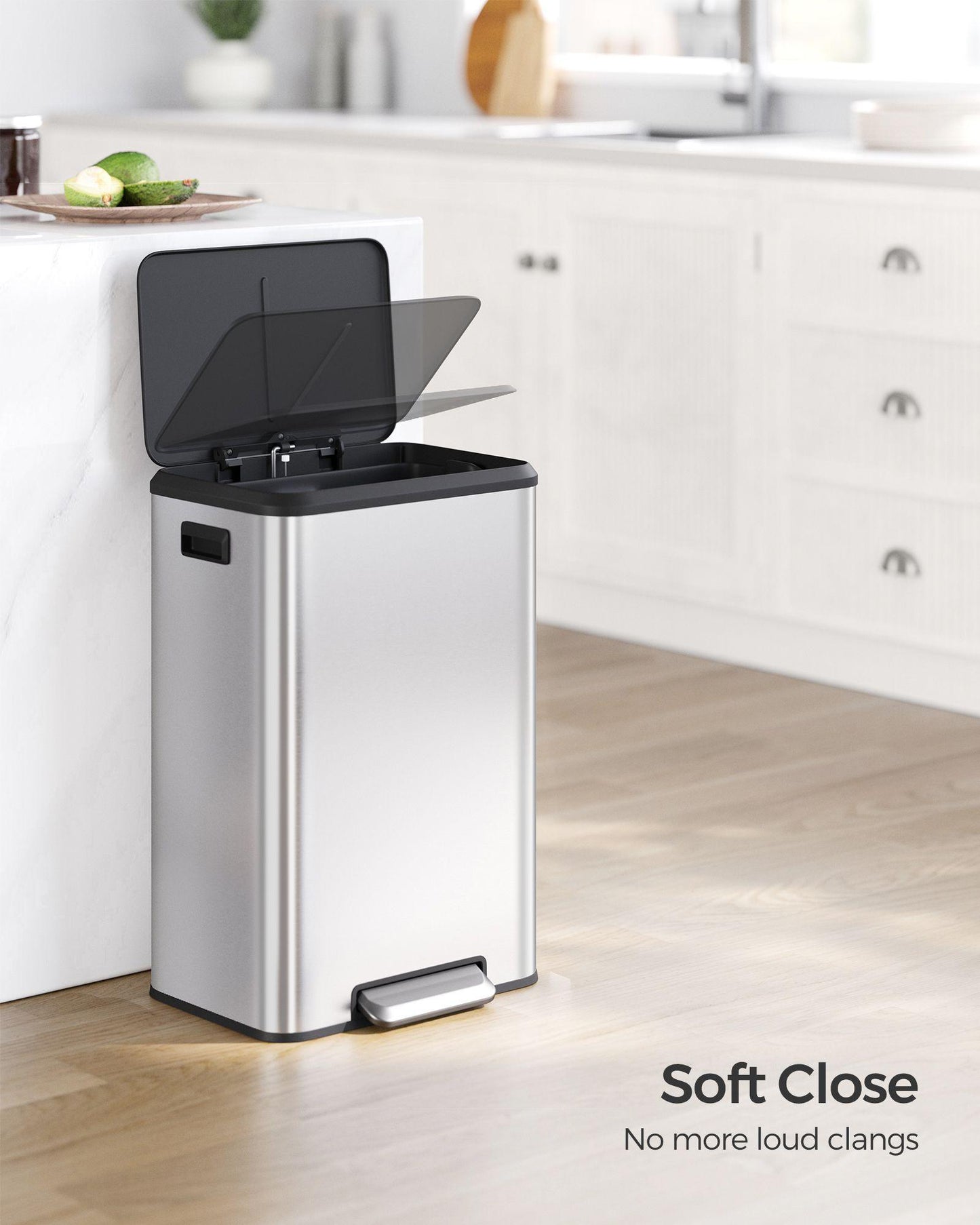 10.5-Gallon Step Kitchen Trash Can Natural Silver FredCo