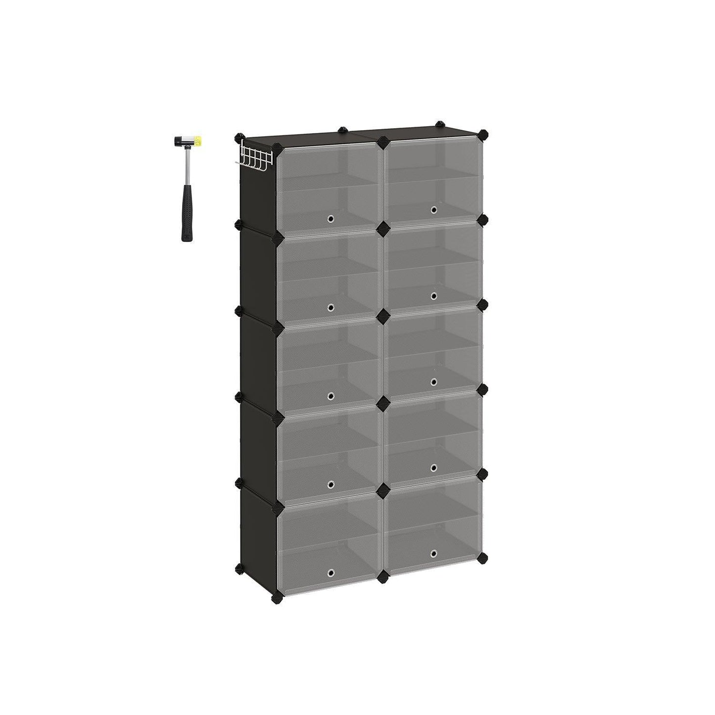 10 Cubes Shoe Organizer with Doors Black FredCo