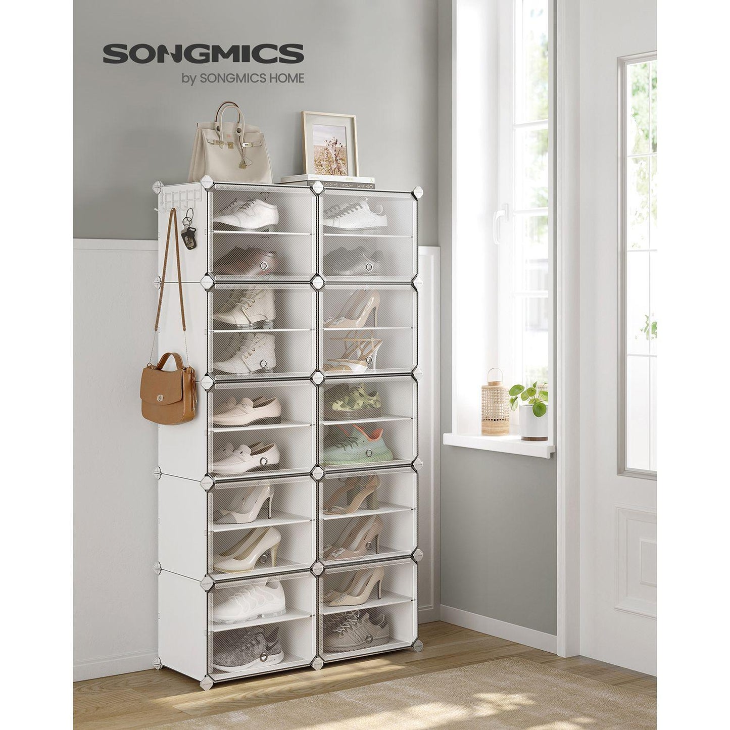 10 Cubes Shoe Organizer with Doors White FredCo