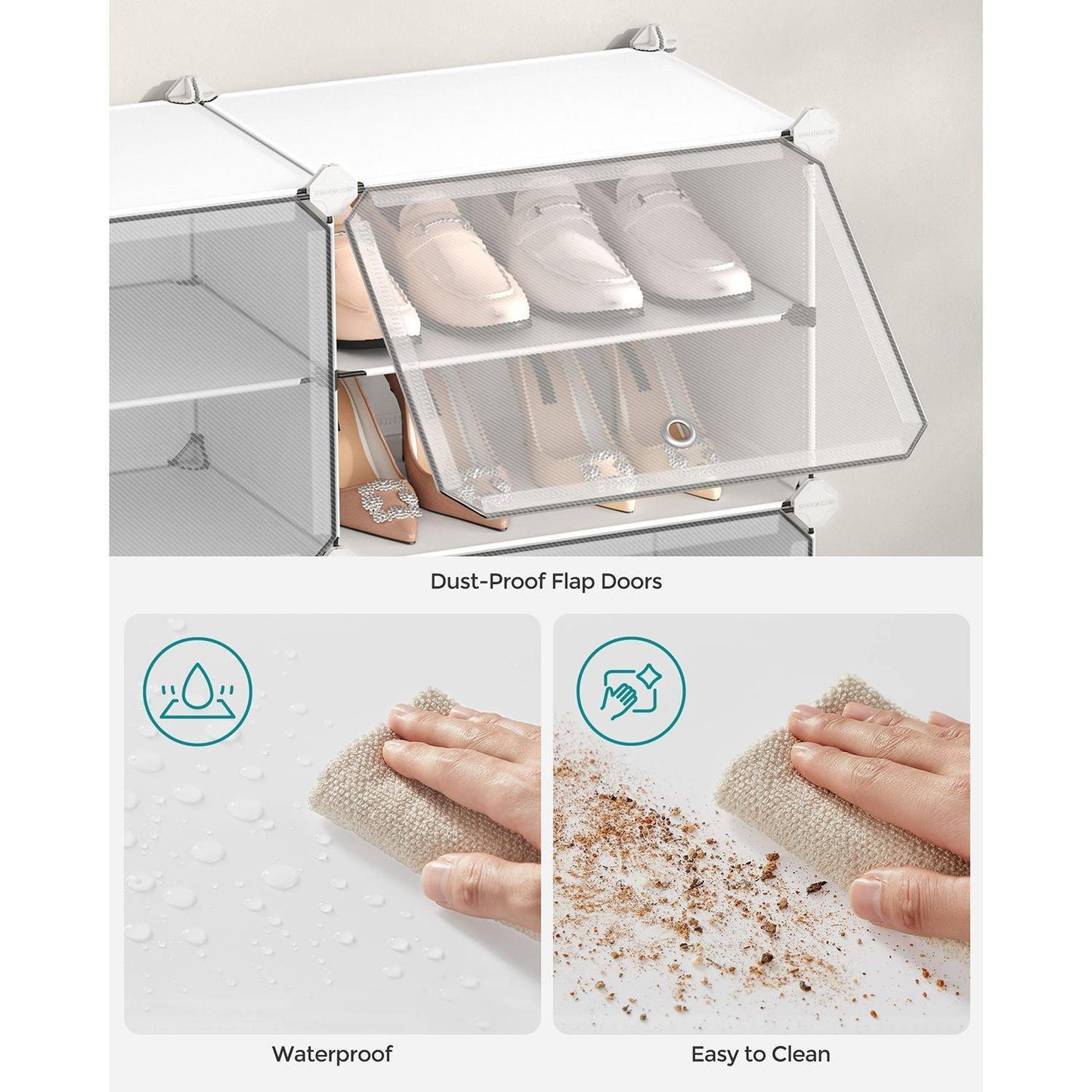 10 Cubes Shoe Organizer with Doors White FredCo