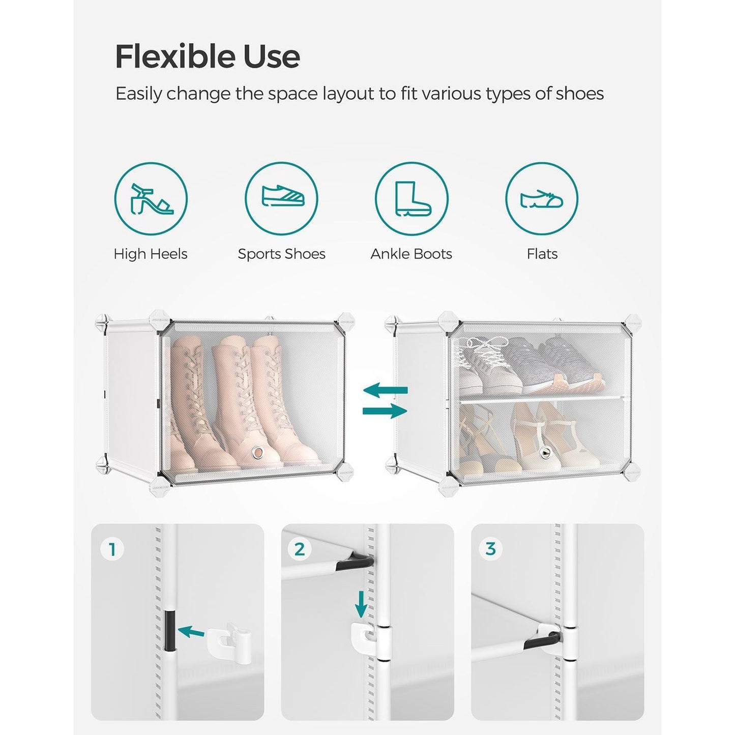10 Cubes Shoe Organizer with Doors White FredCo
