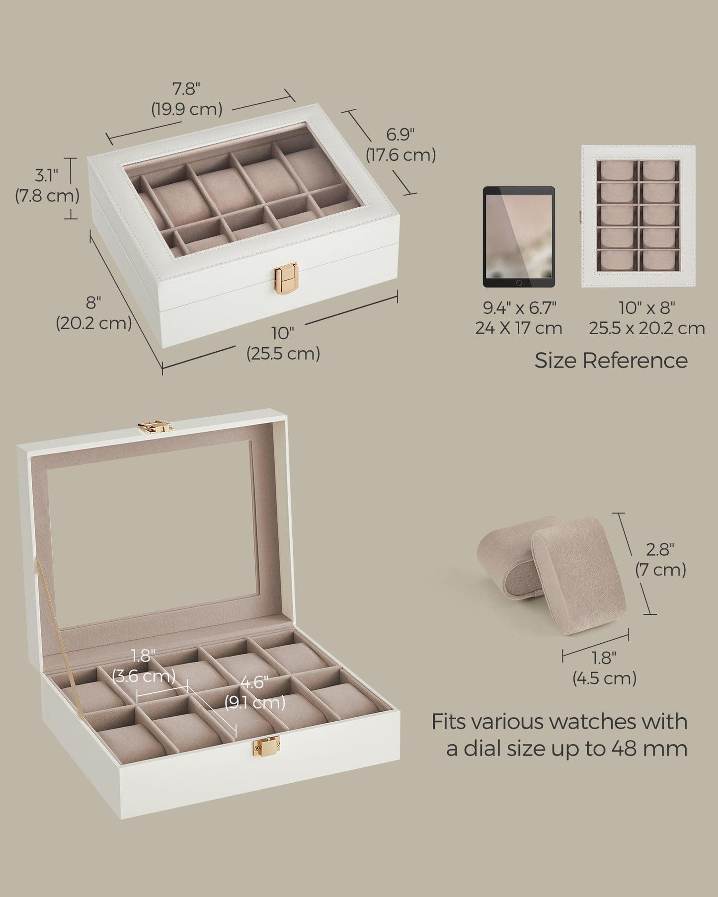 10-Slot Watch Case White FredCo