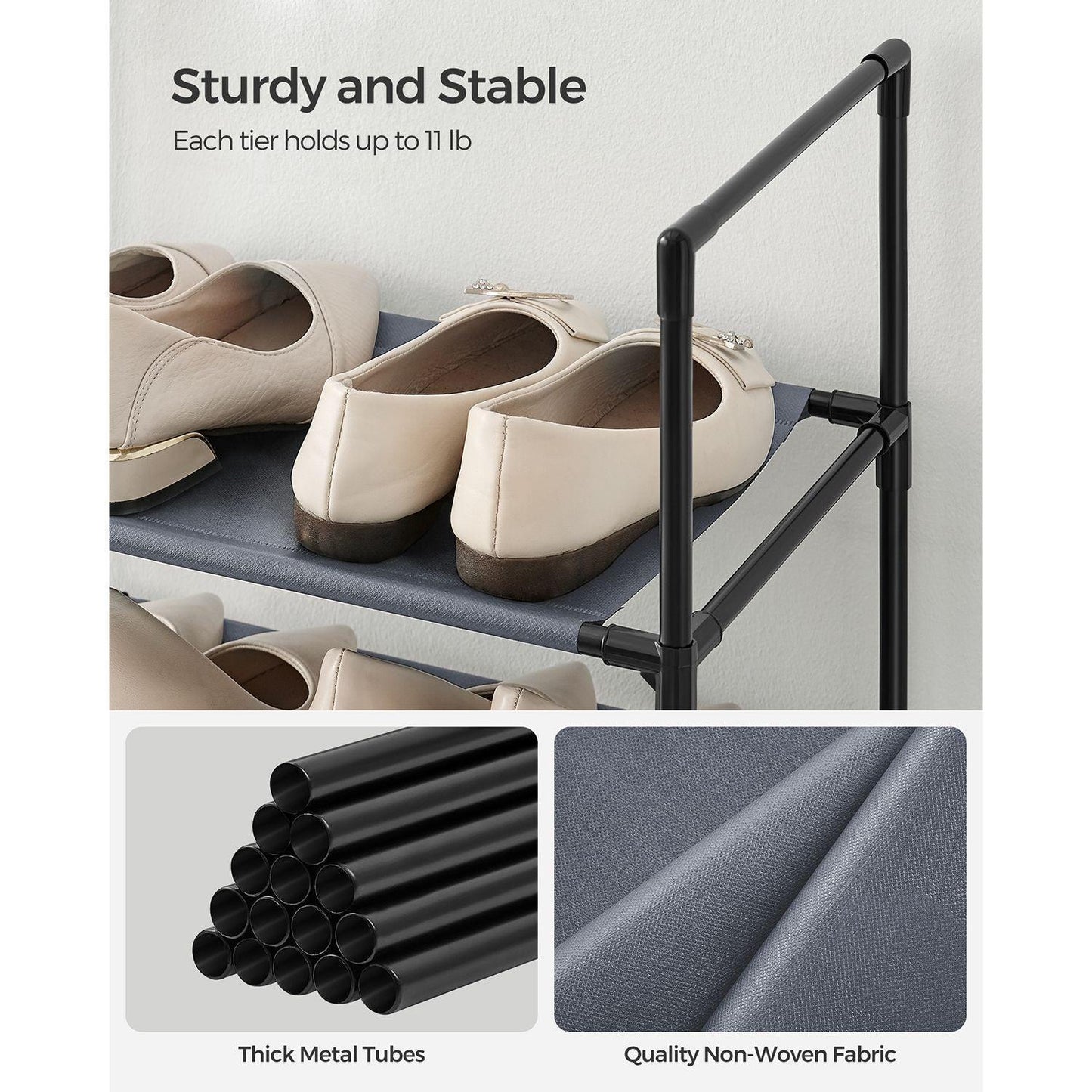 10-Tier Shoe Rack 11 x 17.7 x 68.1 Inches FredCo