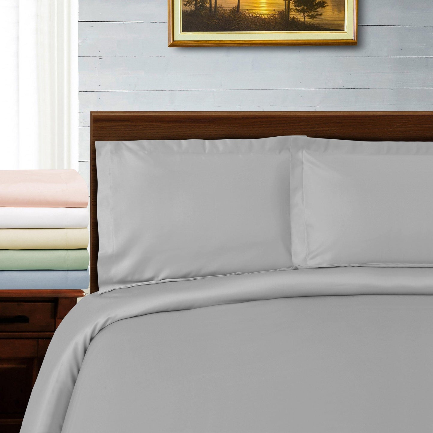 1000-Thread Count Tencel Polyester-Blend Duvet Cover Pillow Sham Set FredCo