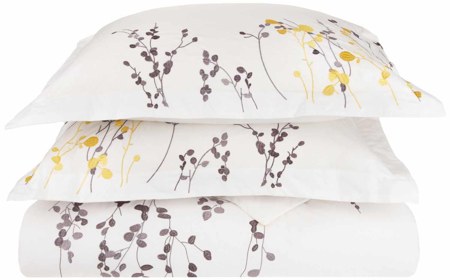 100% Cotton Floral Abstract Embroidered Duvet Cover Set FredCo