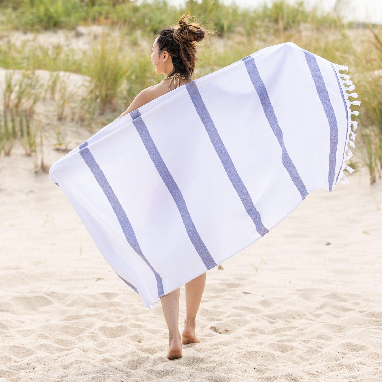 100% Cotton Fouta Beach Towel, Meera Stripes Coastastal Resort FredCo