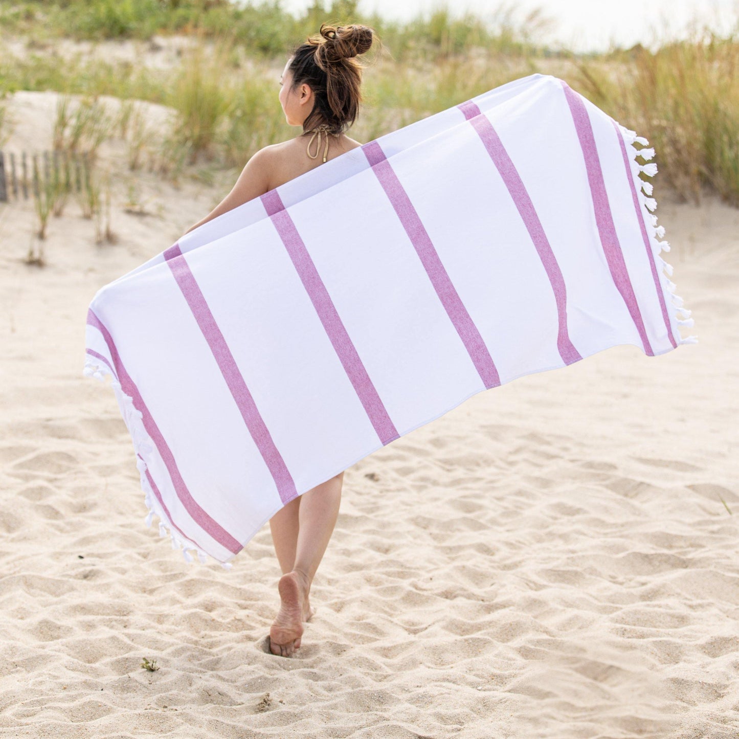 100% Cotton Fouta Beach Towel, Meera Stripes Coastastal Resort FredCo