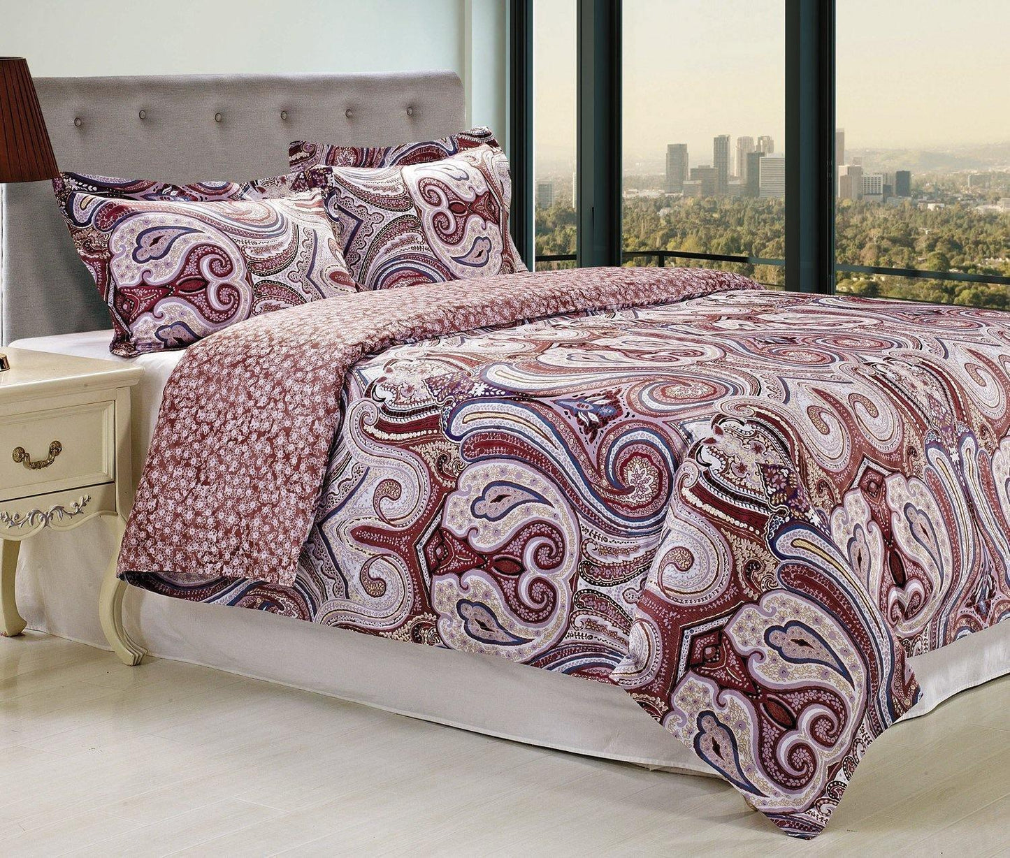 100% Long-Staple Cotton Soft Reversible Duvet Cover Pilow Sham Set FredCo