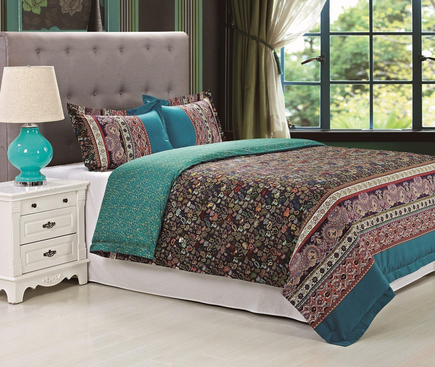 100% Long-Staple Cotton Soft Reversible Duvet Cover Pilow Sham Set FredCo