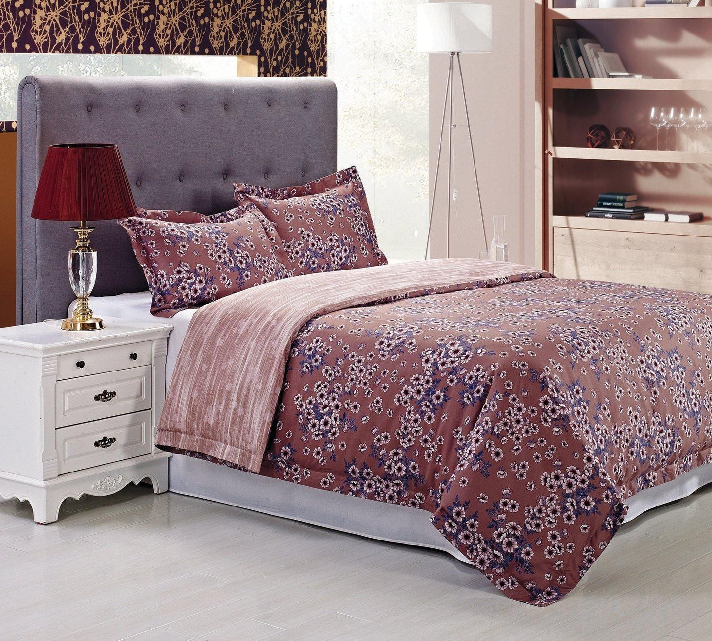 100% Long-Staple Cotton Soft Reversible Duvet Cover Pilow Sham Set FredCo