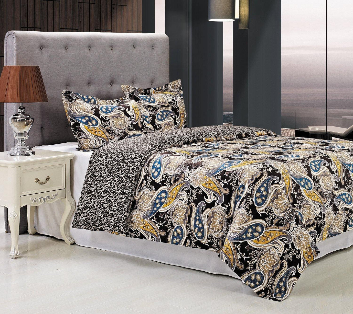 100% Long-Staple Cotton Soft Reversible Duvet Cover Pilow Sham Set FredCo