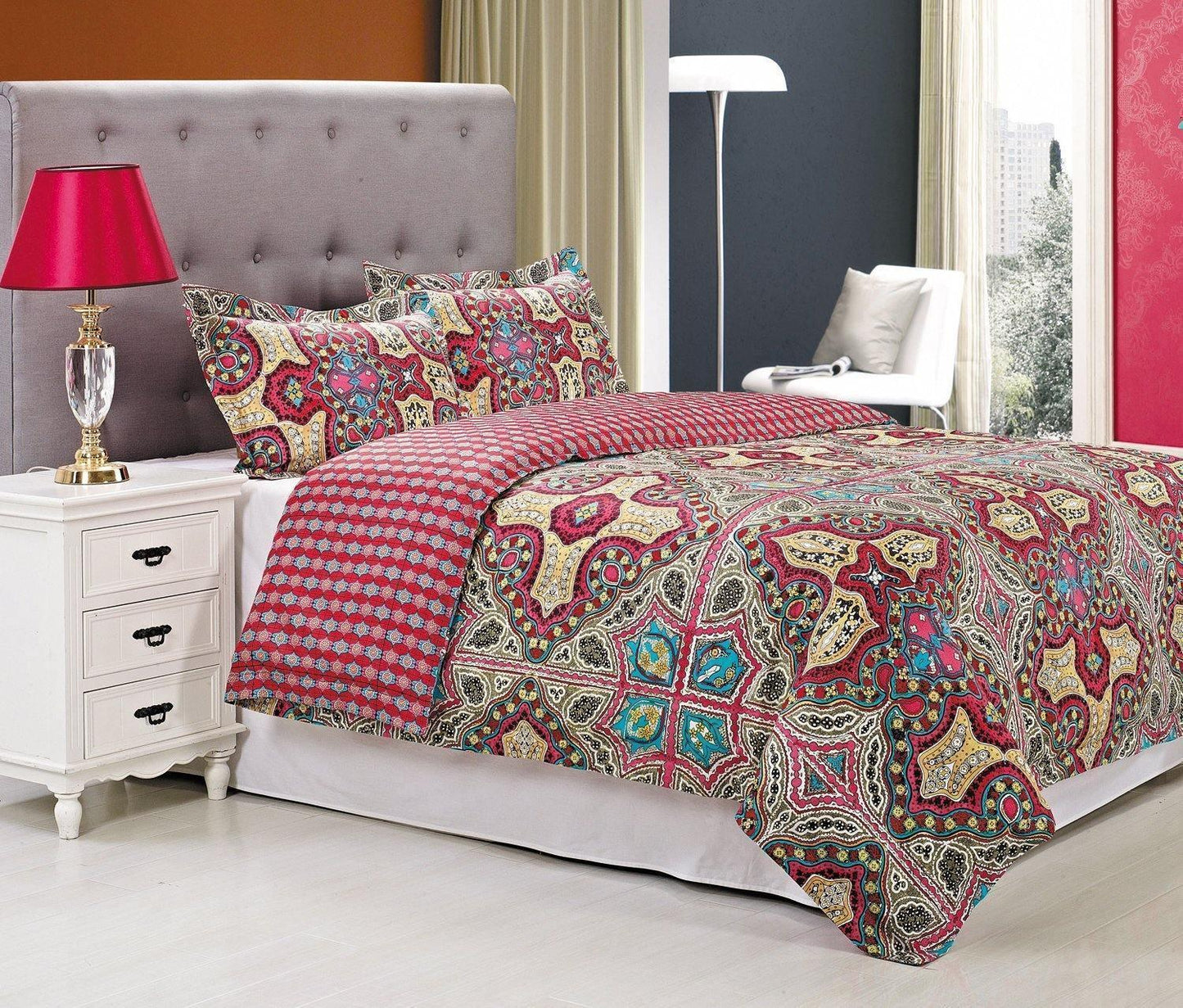 100% Long-Staple Cotton Soft Reversible Duvet Cover Pilow Sham Set FredCo