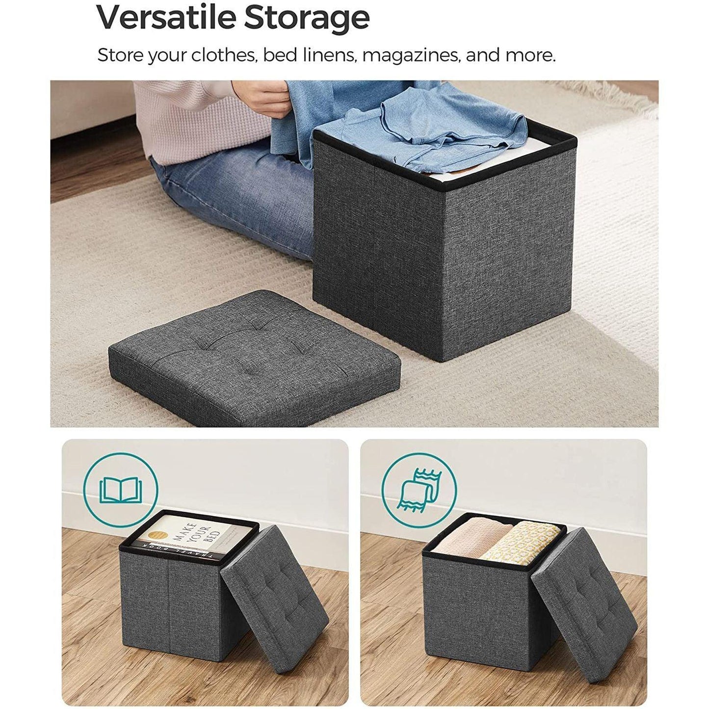 11.8 Inches Folding Storage Ottoman FredCo