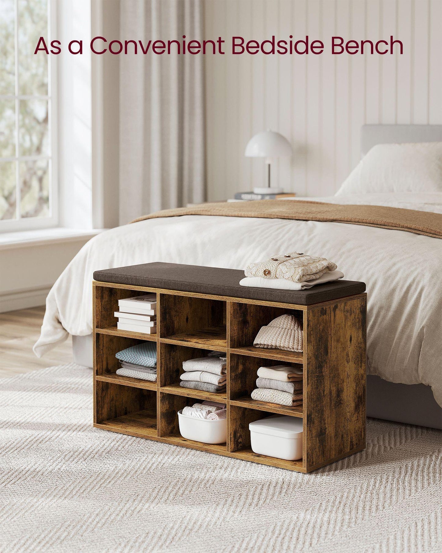 11.9"D x 30.9"W x 18.9"H Shoe Bench with Cushion FredCo