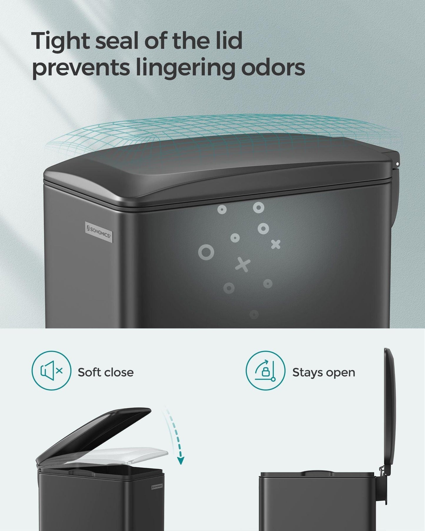 12.7 Gallon Garbage Can for Narrow Spaces with Soft-Close Lid FredCo