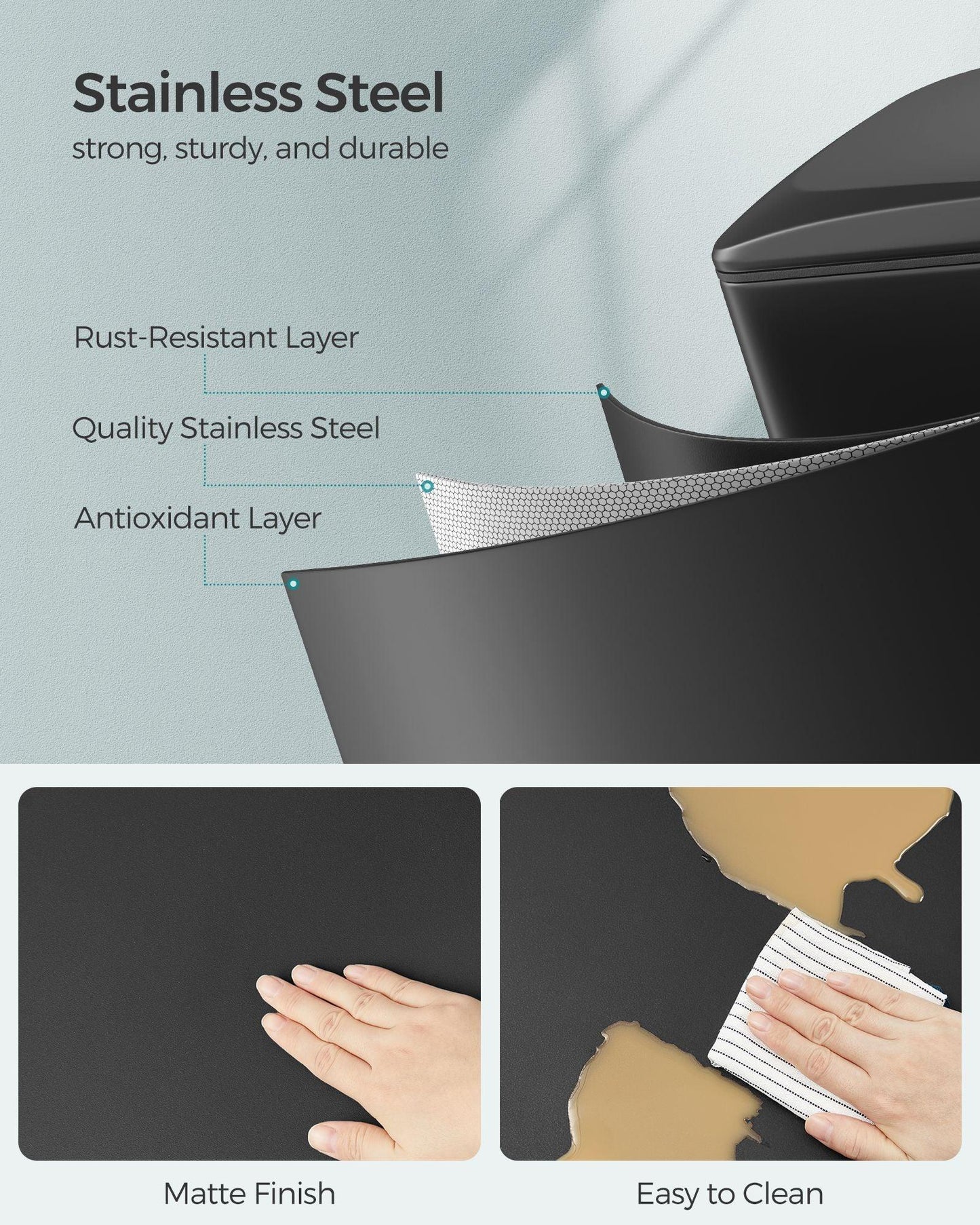 12.7 Gallon Garbage Can for Narrow Spaces with Soft-Close Lid FredCo
