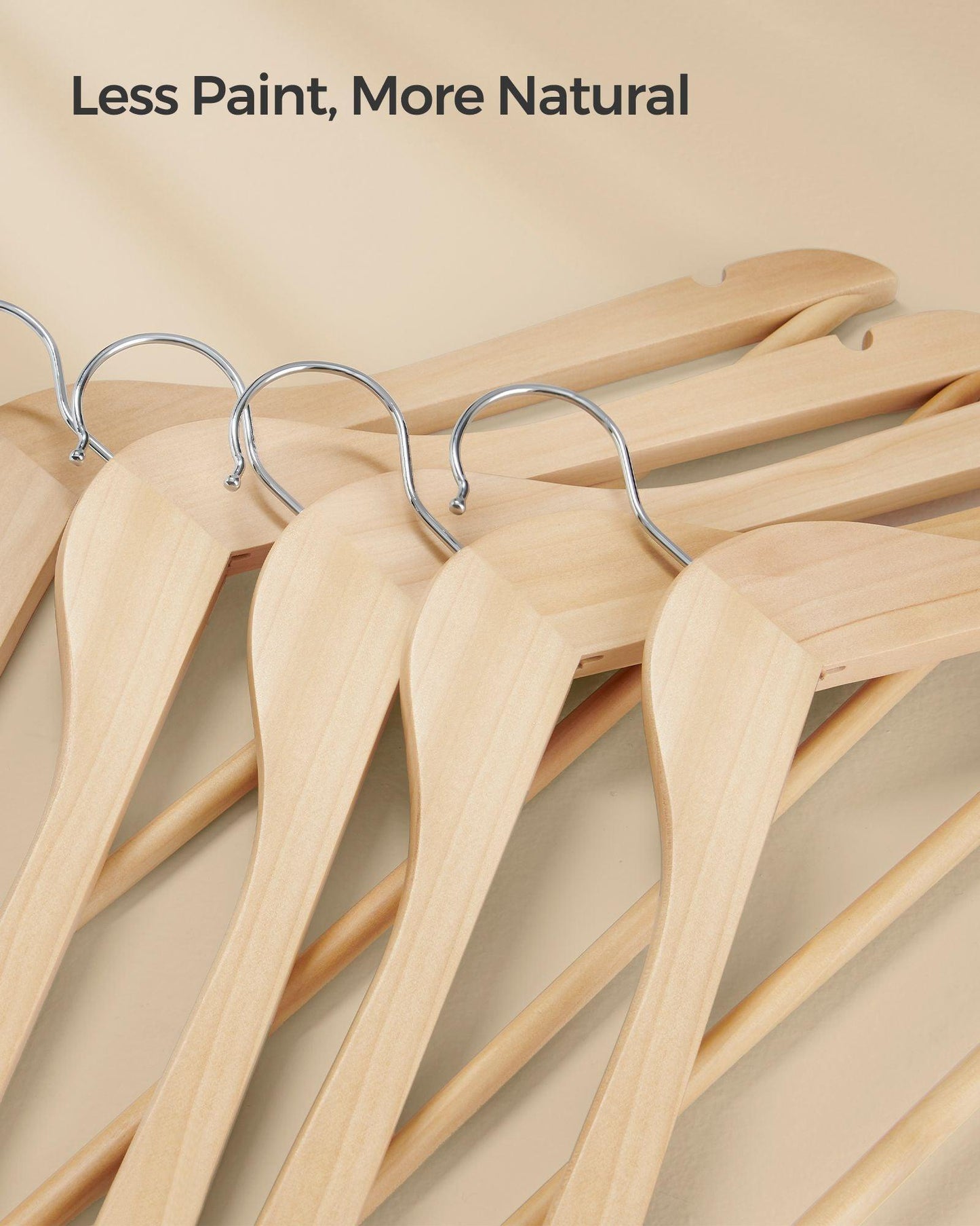 12-Pack Wooden Hangers Natural Beige FredCo