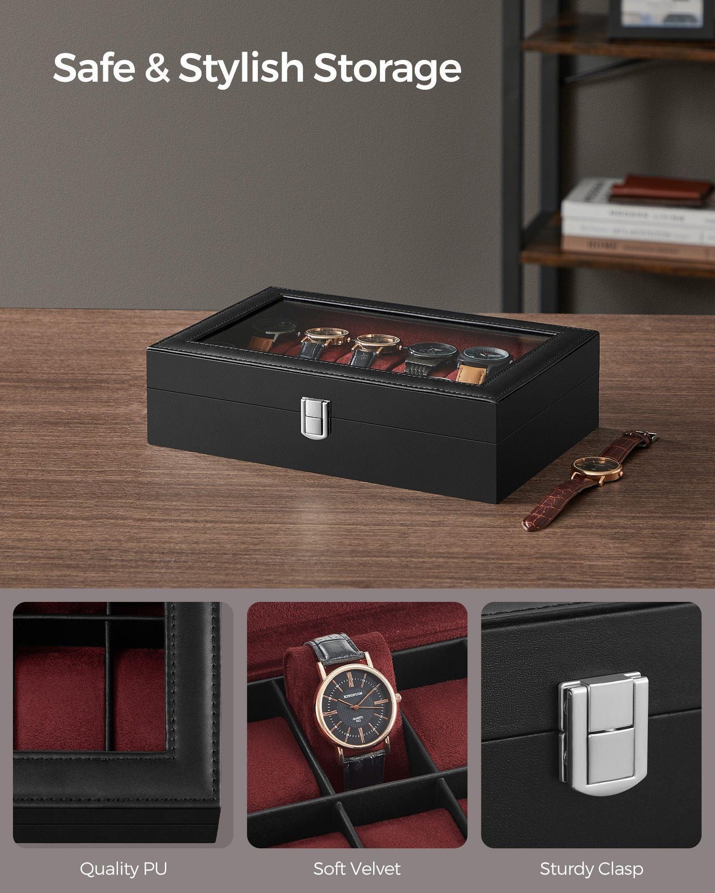 12-Slot Watch Case Black and Red FredCo