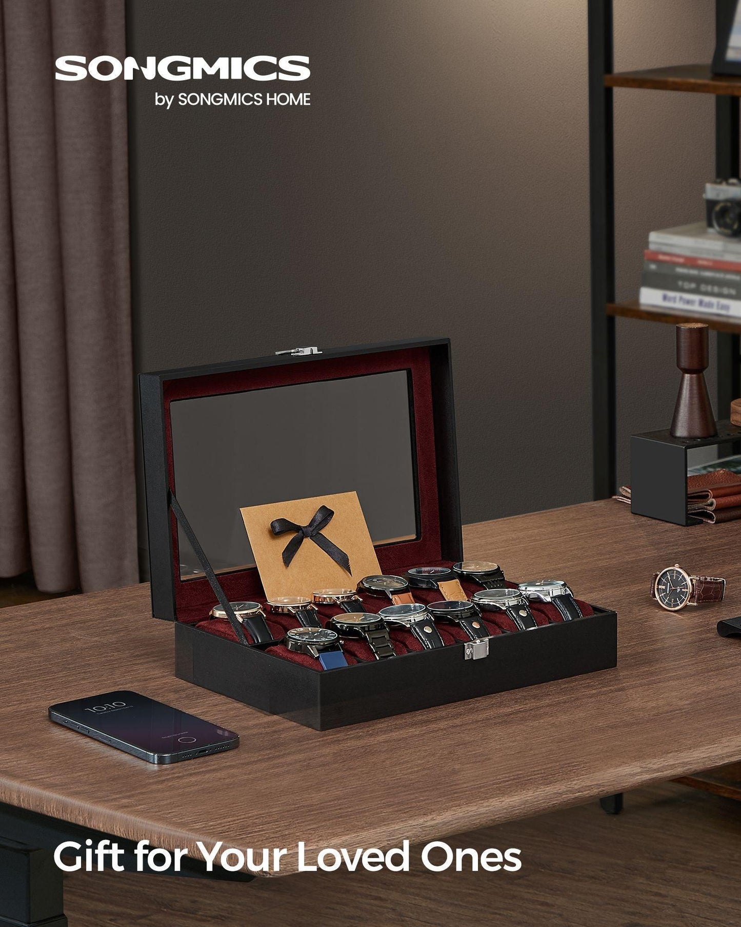 12-Slot Watch Case Black and Red FredCo