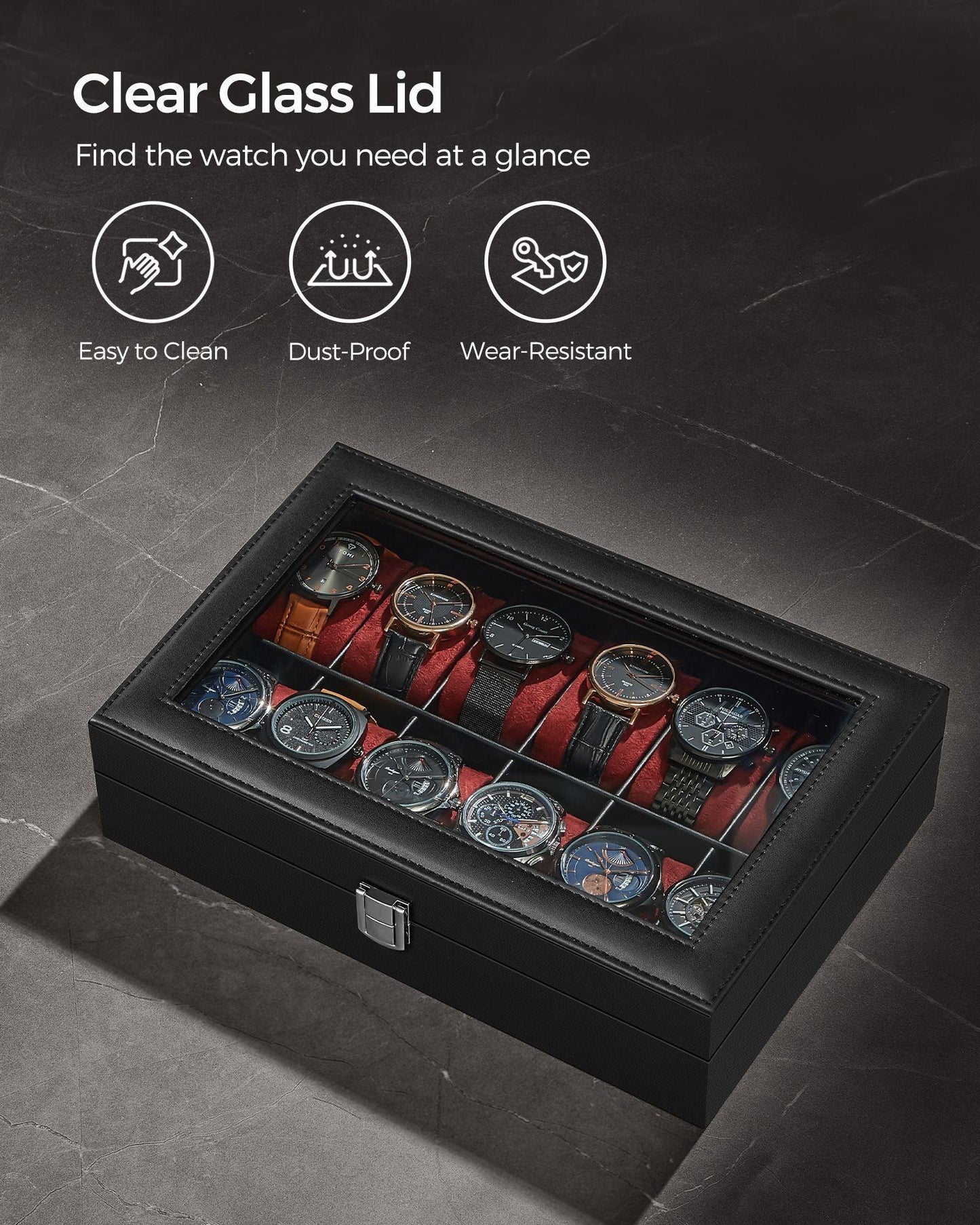 12-Slot Watch Case Black and Red FredCo