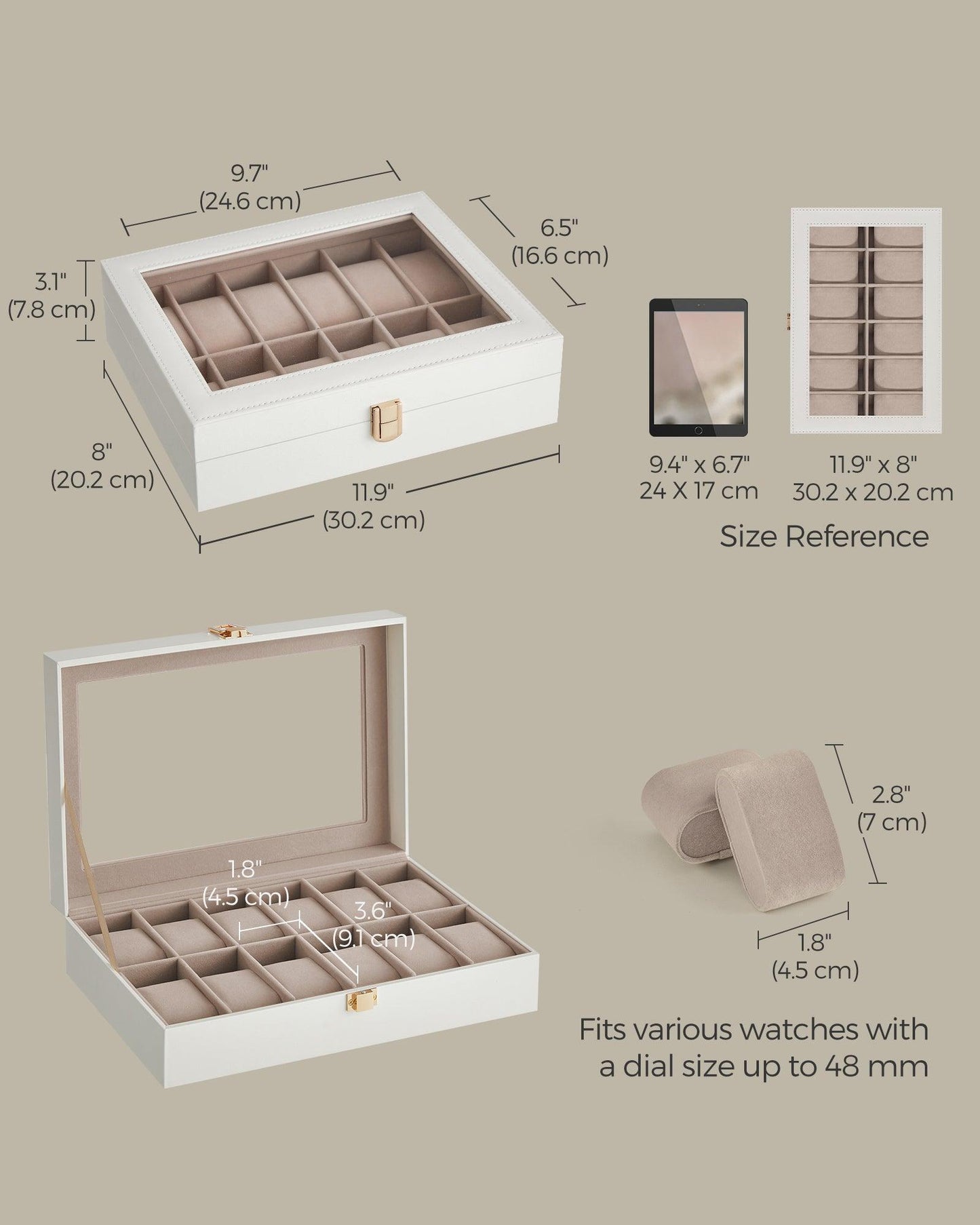 12-Slot Watch Case White FredCo