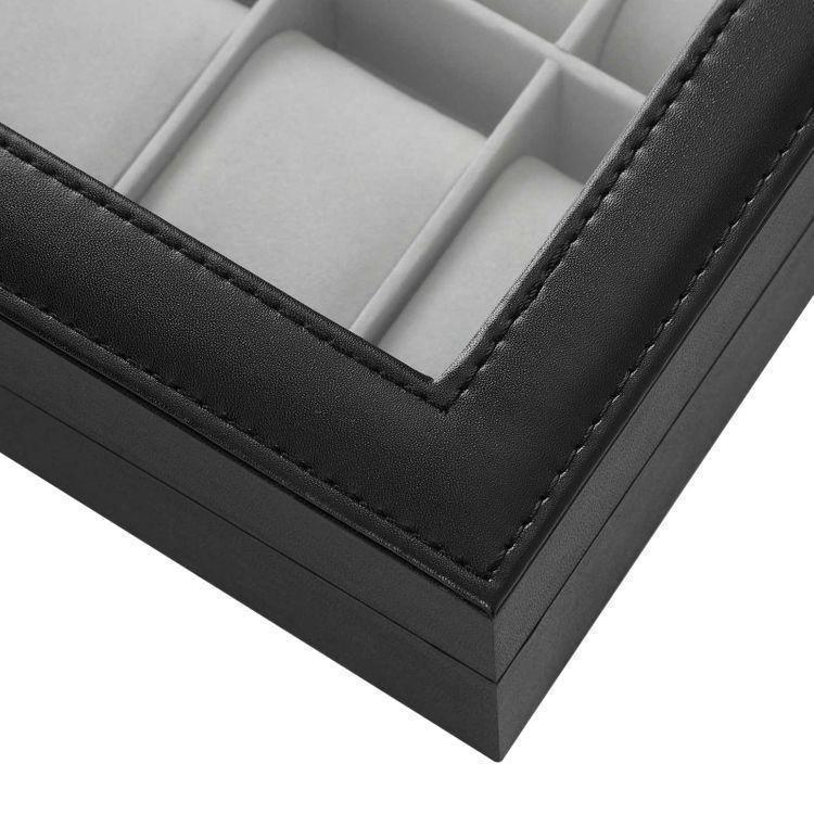12 Slots Watch Box Black with Glass FredCo