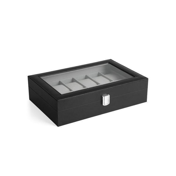 12 Slots Watch Box Black with Glass FredCo