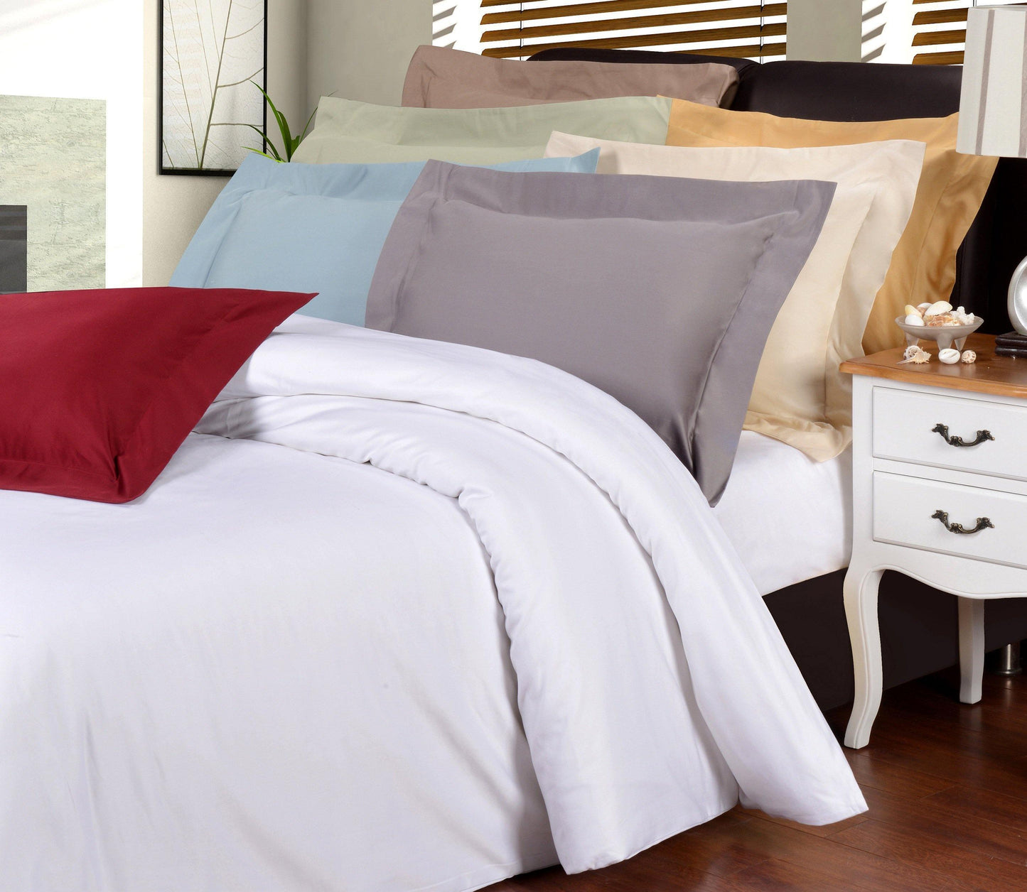 1200-Thread Count 100% Egyptian Cotton Exquisite Solid Duvet Cover Set FredCo