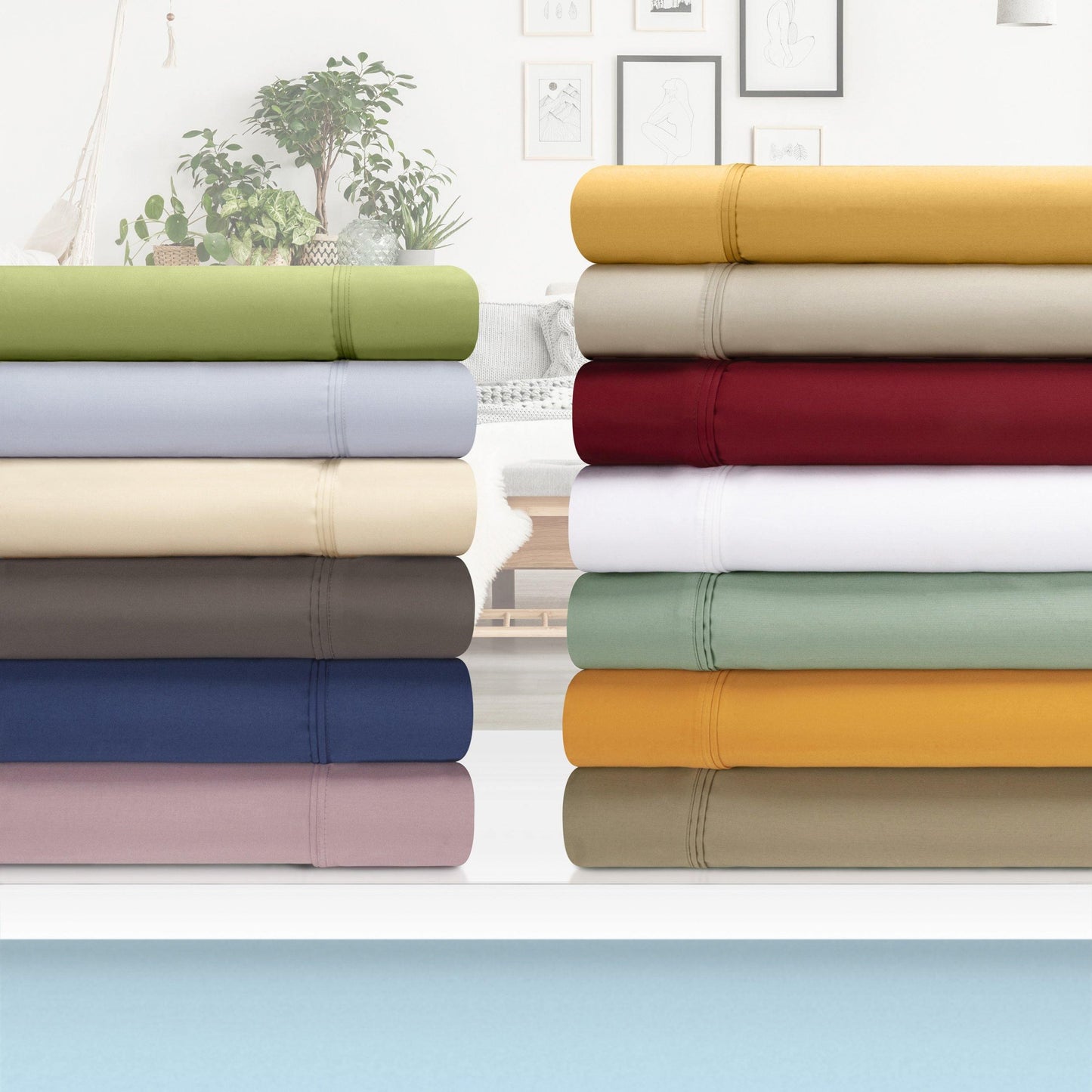 1200-Thread Count 100% Egyptian Cotton Plush Deep Pocket Sheet Set FredCo