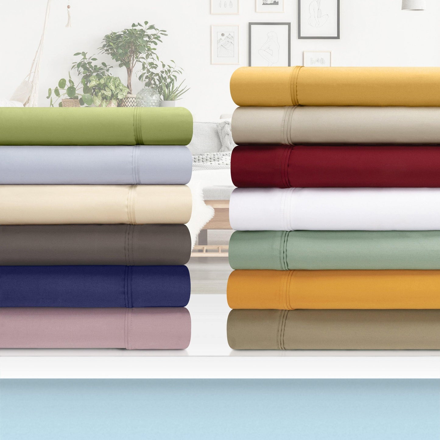 1200-Thread Count 100% Egyptian Cotton Plush Deep Pocket Sheet Set FredCo