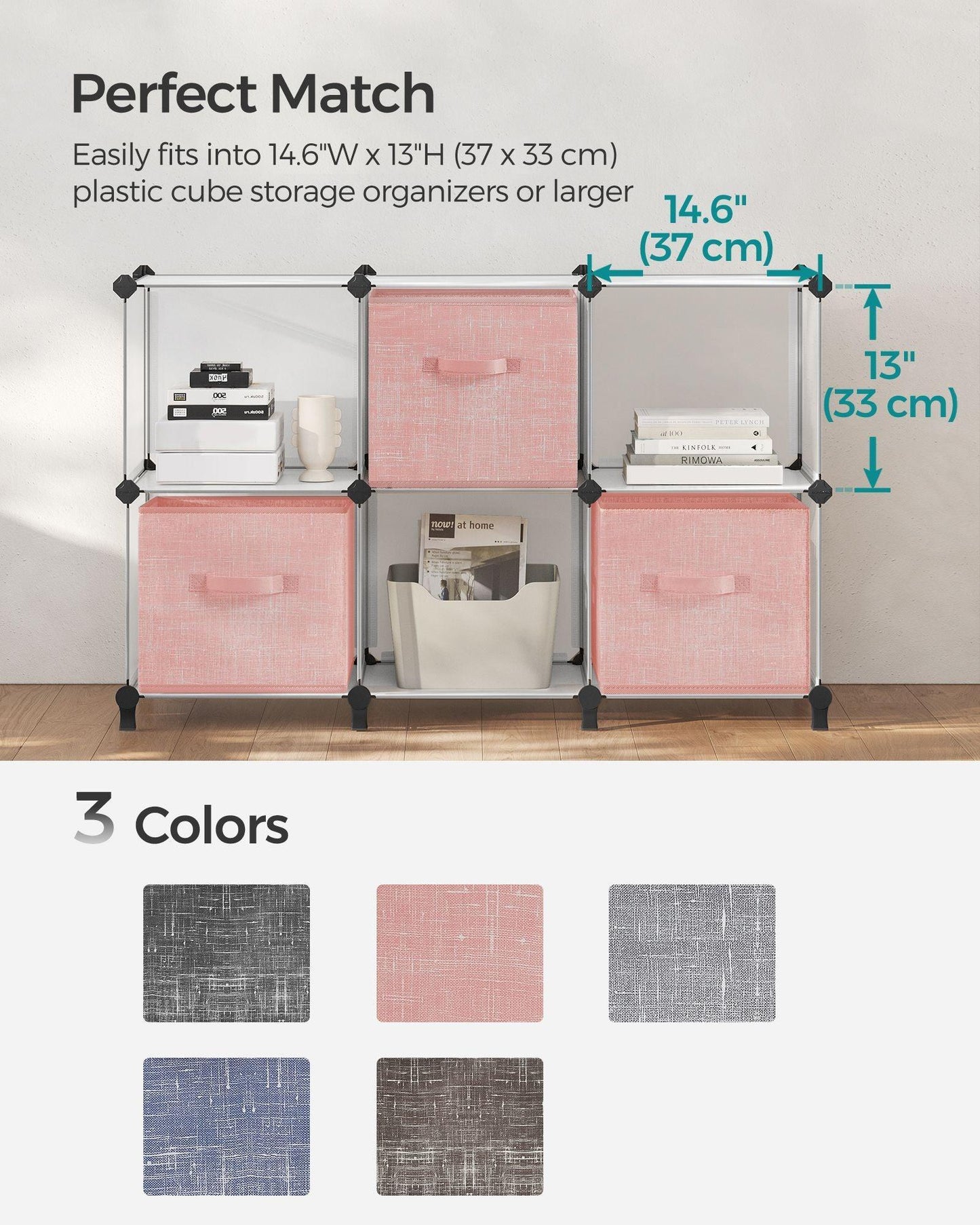 13-Inch Non-Woven Fabric Bins with Double Handles Jelly Pink FredCo