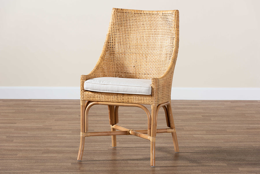 bali & pari Bella Modern Bohemian Natural Brown Rattan Dining Chair