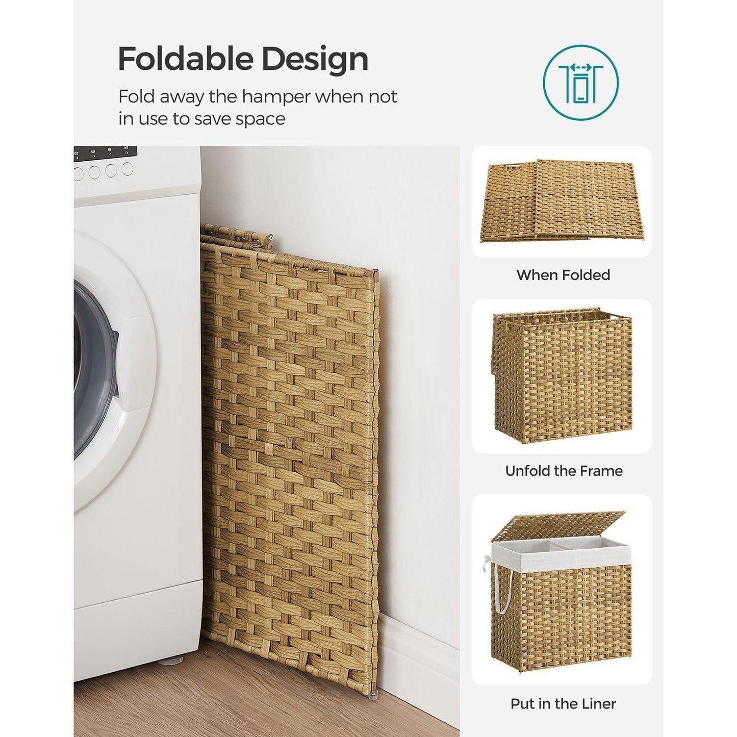 130L Clothes Hamper with 6 Mesh Bags FredCo