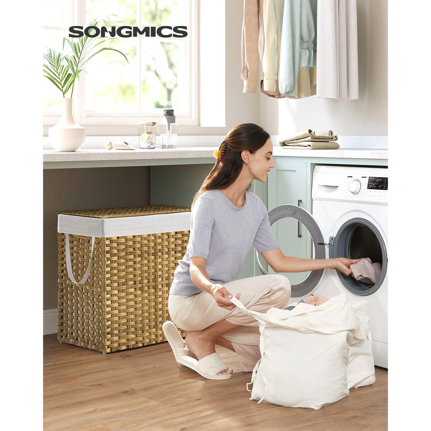 130L Clothes Hamper with 6 Mesh Bags FredCo