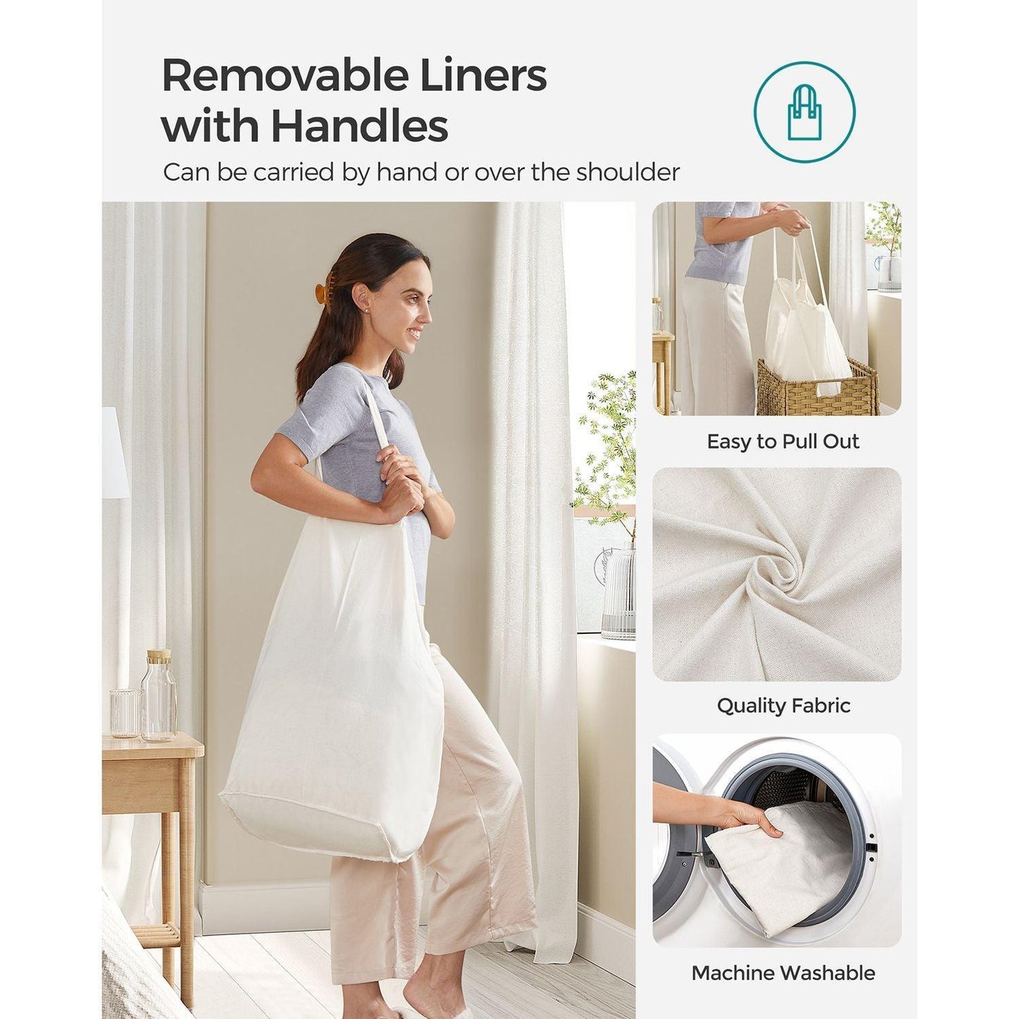 130L Clothes Hamper with 6 Mesh Bags FredCo
