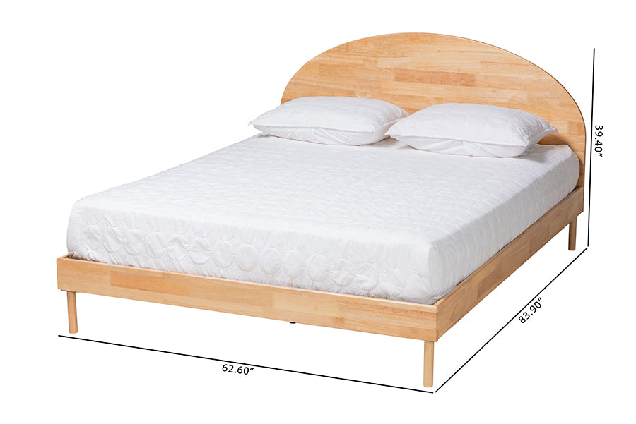 Baxton Studio Denton Japandi Natural Brown Finished Wood Queen Size Platform Bed