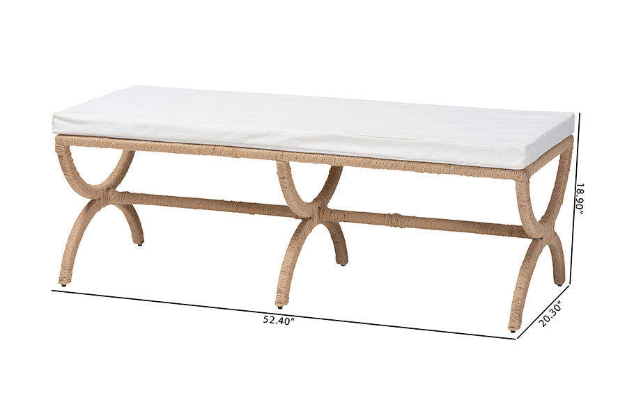 bali & pari Maliyah Japandi Natural Jute Accent Bench