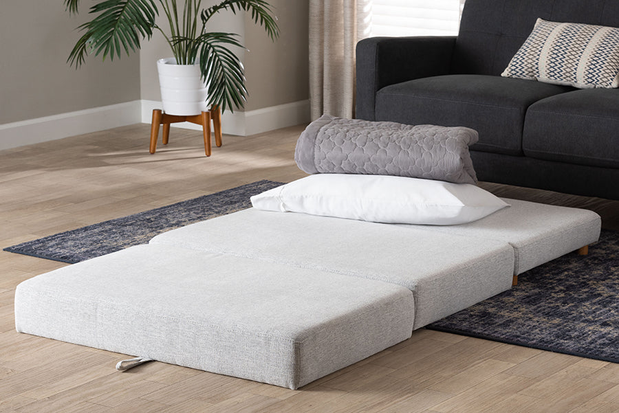 Baxton Studio Sabriel Modern Light Grey Fabric Convertible Sleeper Ottoman