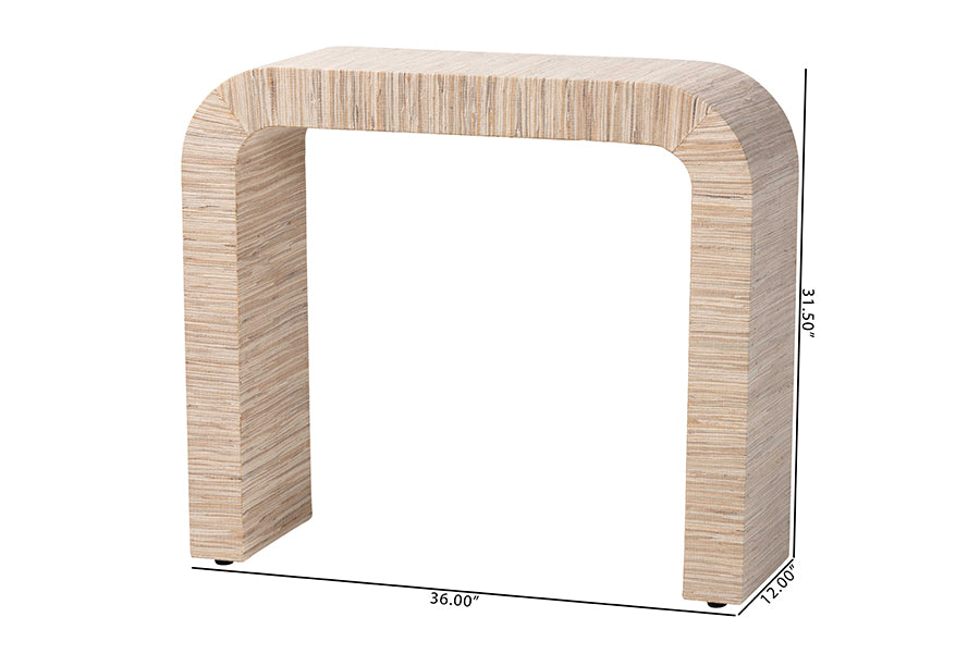 bali & pari Yareli Bohemian Woven Natural Grasscloth Console Table