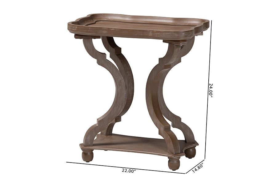 Baxton Studio Yannick French Country Antique Brown Wood End Table