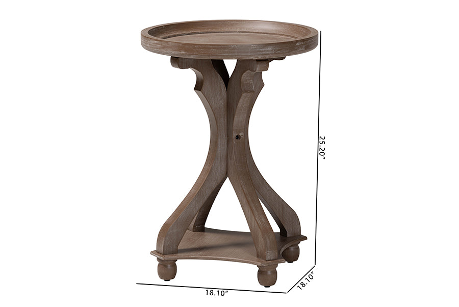 Baxton Studio Westlyn French Country Antique Brown Wood End Table
