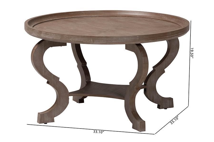 Baxton Studio Madrona French Country Antique Brown Wood Coffee Table