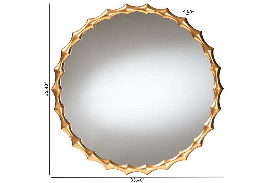 Baxton Studio Everette Antique Goldleaf Bamboo-Border Accent Wall Mirror