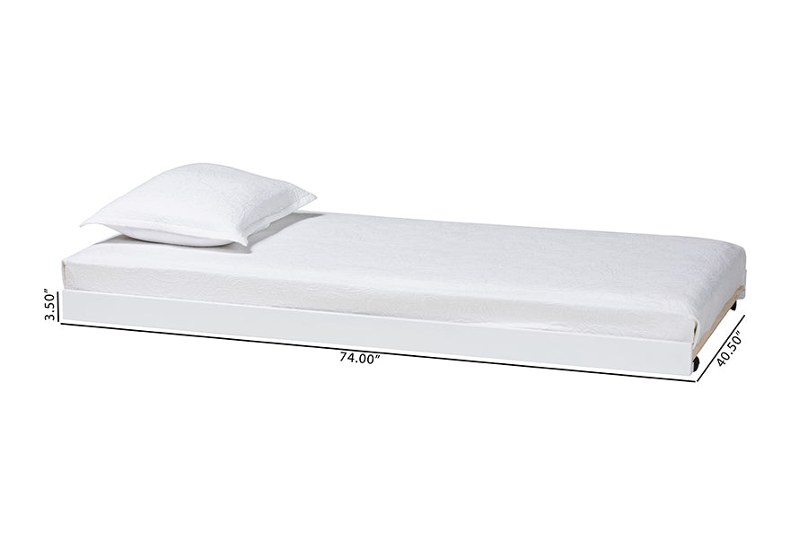 Baxton Studio Lucera Trundle - Underbed Low-Profile Rolling Base for Daybeds and Guest Rooms, Twin, White