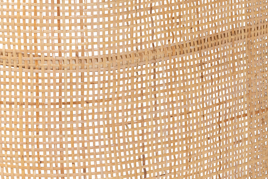 Bali & Pari Fiore Queen Natural Rattan Bed Frame – Handwoven Curved Corner Headboard & Footboard, Boho Coastal Style FredCo