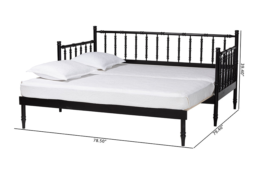 Baxton Studio Marisela Twin-to-King Expandable Daybed – Wood Spindle Bed Frame with Bamboo-Inspired Posts FredCo